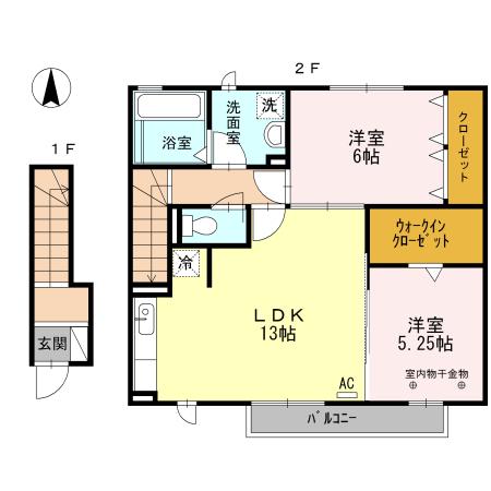 フォルトゥーナ(2LDK/2階)の間取り写真