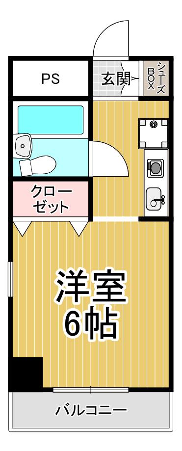 仁川北マンション(1K/1階)の間取り写真