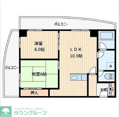 第五福原ビル(2LDK/4階)の間取り写真