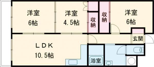 LIV千歳(3LDK/1階)の間取り写真