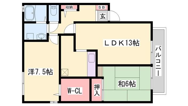 フォレスタ森本V(2LDK/2階)の間取り写真