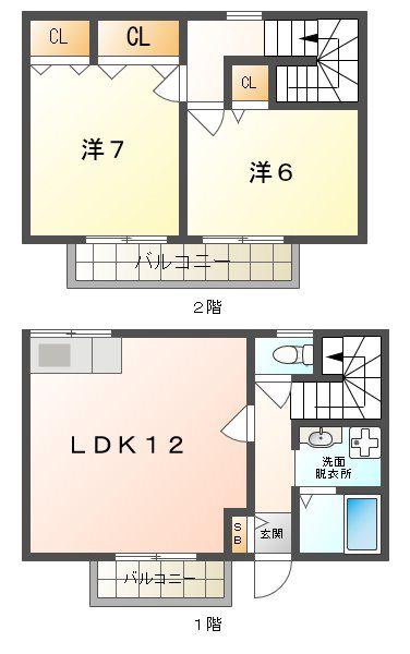 コスモコート西(2LDK/1階)の間取り写真