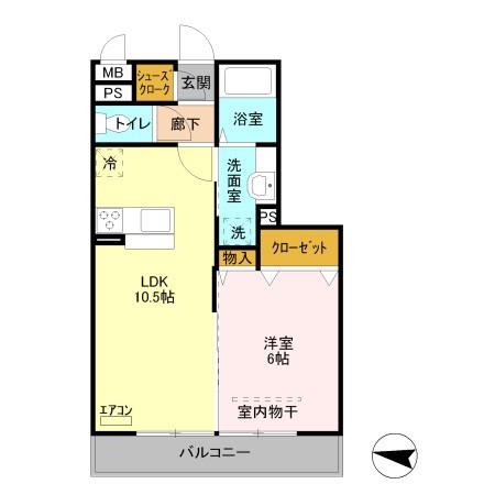 東武伊勢崎線 新越谷駅 徒歩9分 3階建 築12年(1LDK/3階)の間取り写真