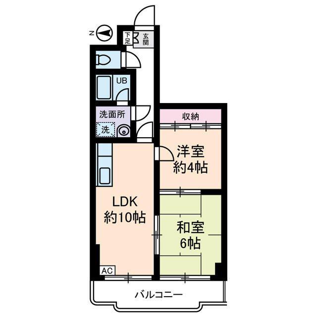 エレガンス綾瀬4(2LDK/4階)の間取り写真