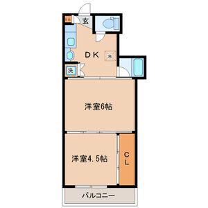シャングリラ小田原(2DK/4階)の間取り写真