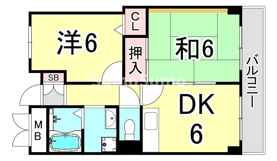サン鹿塩(2DK/3階)の間取り写真