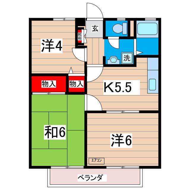 オークハイツ(3K/1階)の間取り写真