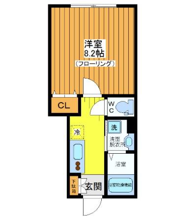 ウェルスクエア三軒茶屋(1K/1階)の間取り写真