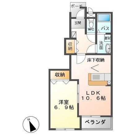 グレイスヴィラ 1LDK(1LDK/1階)の間取り写真