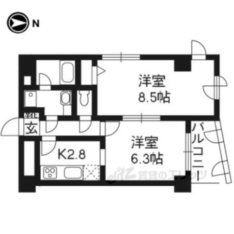 DELEAD烏丸五条(2K/4階)の間取り写真