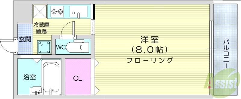 サンレモハイツ上杉B棟(1K/2階)の間取り写真