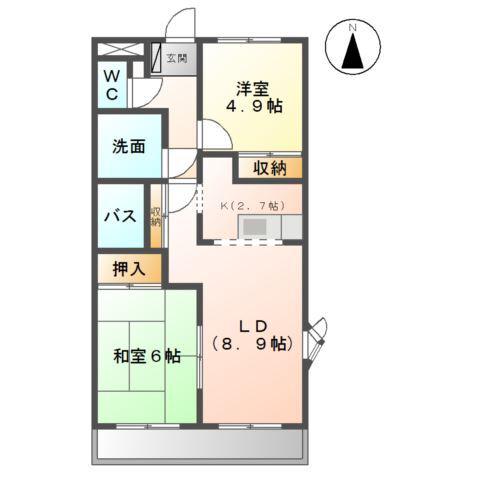 エルソレイユ(2LDK/2階)の間取り写真
