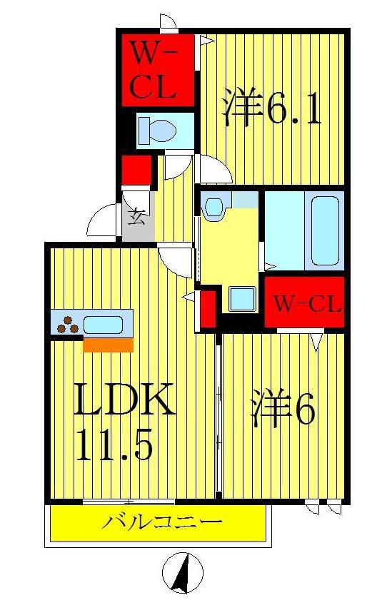 グレイス(2LDK/2階)の間取り写真