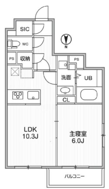 THE PALMS MUSE 新江古田(1LDK/2階)の間取り写真