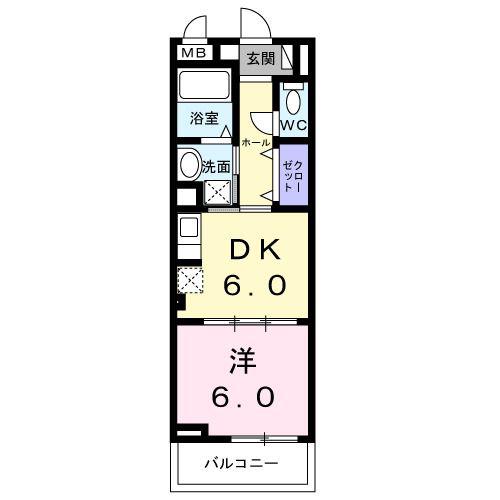 ボワ リュネール(1DK/3階)の間取り写真