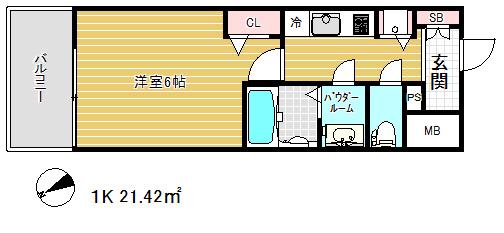 プレサンス神戸アモーレ(1K/8階)の間取り写真