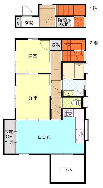 グレース高野(2LDK/2階)の間取り写真