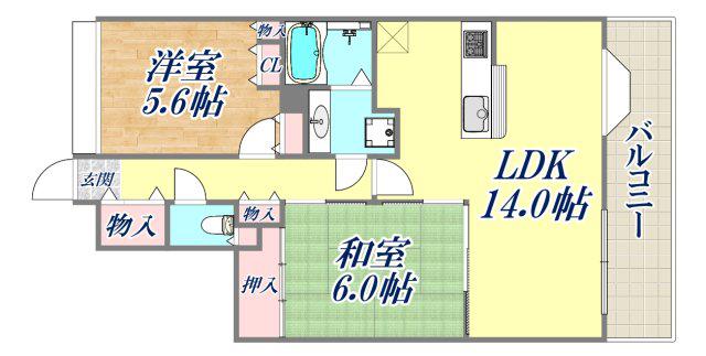 藤和シティホームズ六甲篠原(2LDK/2階)の間取り写真