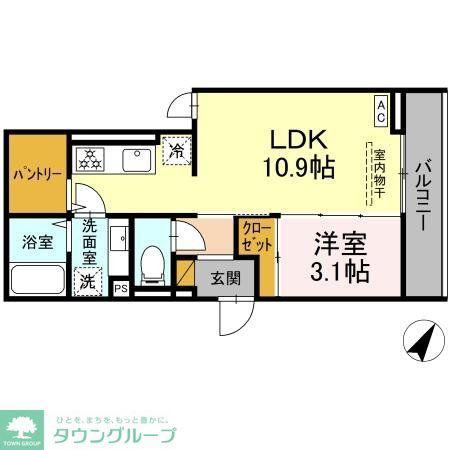 汐見丘PJ(1LDK/3階)の間取り写真