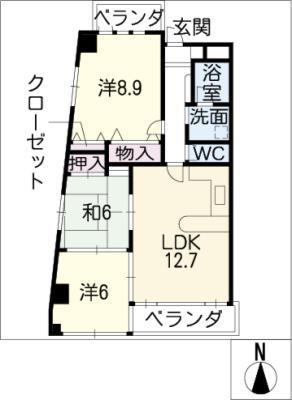 PRECIOUS AKAO(3LDK/6階)の間取り写真