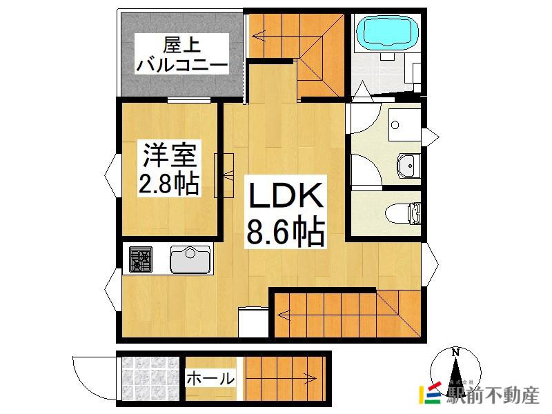 K-IDEAL八女(1LDK/2階)の間取り写真