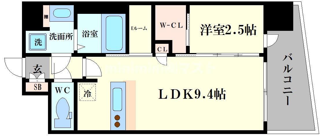 セレニテ難波リアン(1LDK/6階)の間取り写真