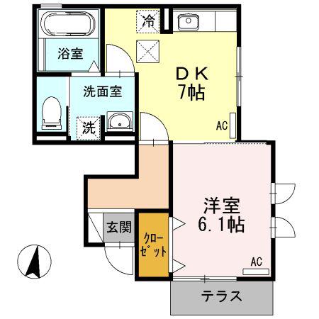 ATRIO(1DK/1階)の間取り写真