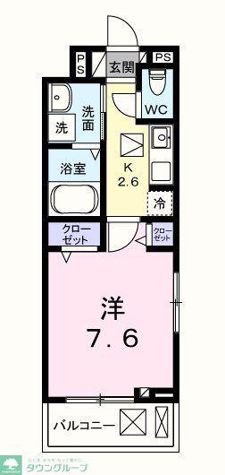 クレスト TS(1K/1階)の間取り写真