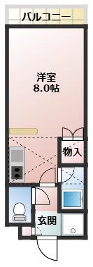 ロイヤルカーサ C(ワンルーム/2階)の間取り写真