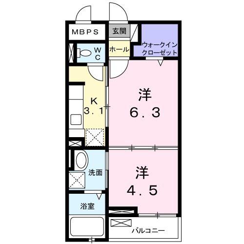 エリザベス(2K/2階)の間取り写真
