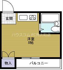 第4三先ハウス(ワンルーム/5階)の間取り写真