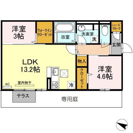 LEAFULL(2LDK/1階)の間取り写真