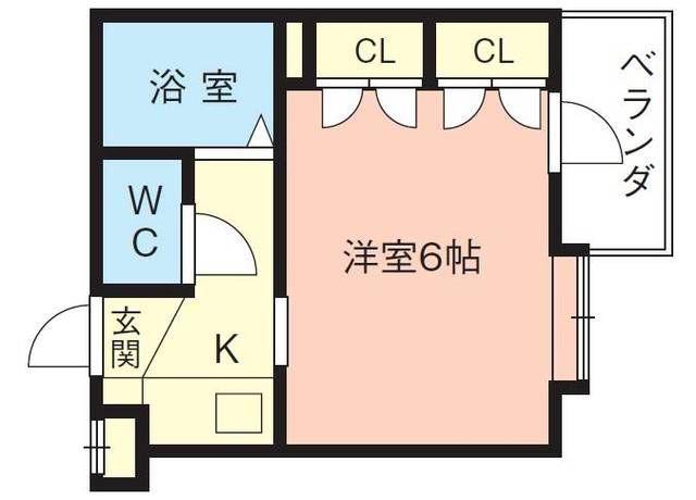ヴィラ土佐町(1K/1階)の間取り写真