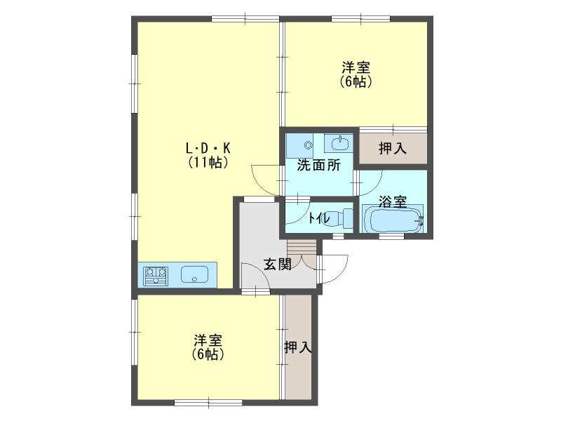 ワサダハイツ(2LDK/1階)の間取り写真