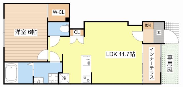 コート テネレ(1LDK/1階)の間取り写真