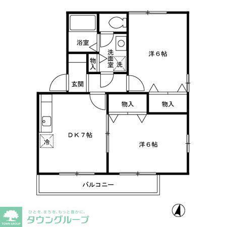 コゥジーコートY・O(2DK/2階)の間取り写真