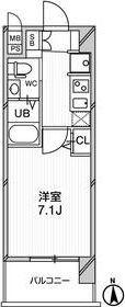エグゼ天神橋(1K/2階)の間取り写真