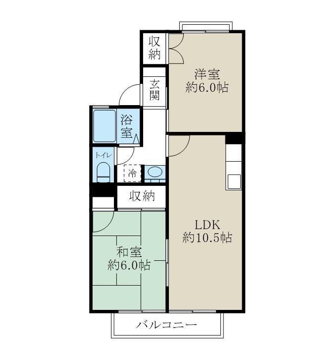 ハイタウン早川C棟(2LDK/1階)の間取り写真
