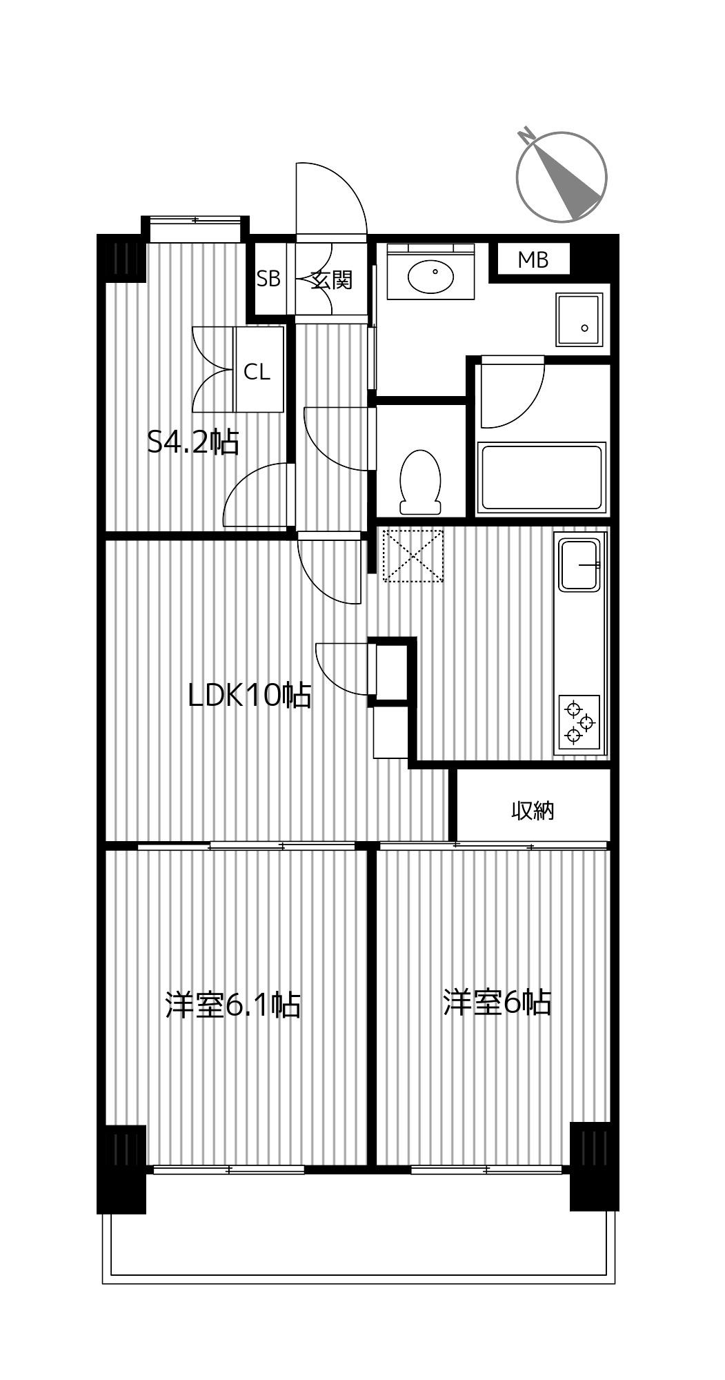 ピュアシティ横浜6(2SLDK/6階)の間取り写真