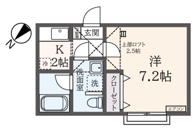 リヴァービューテラス(1K/1階)の間取り写真