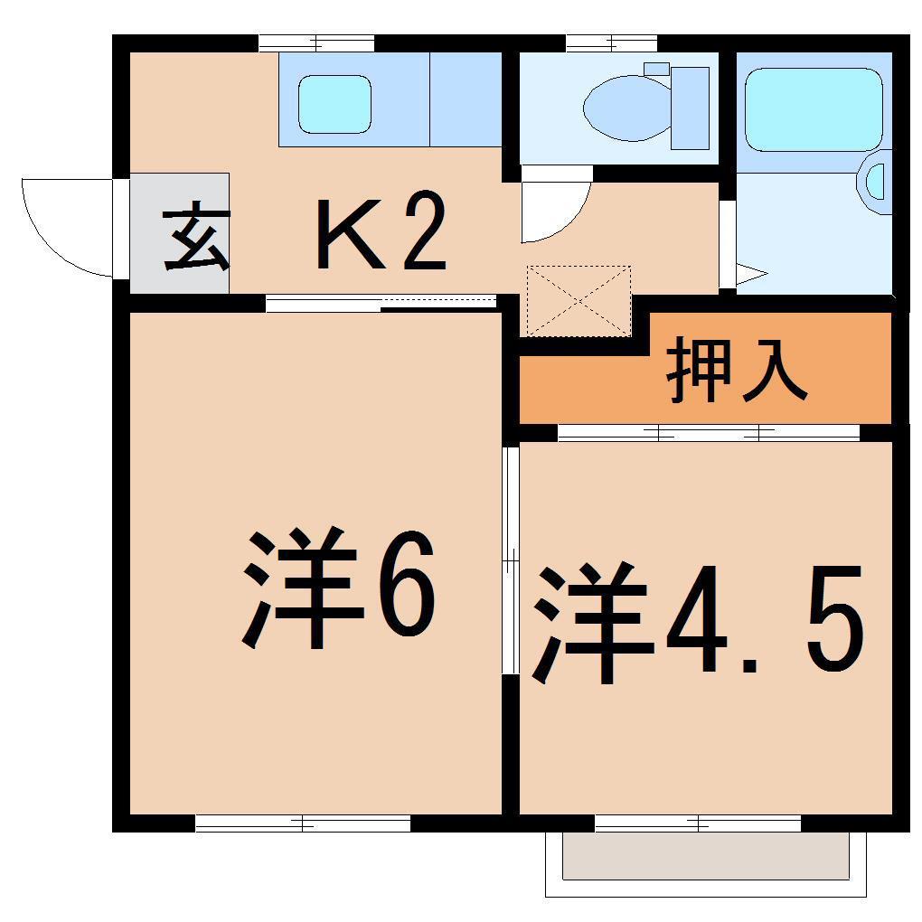 KIコーポ(2K/2階)の間取り写真
