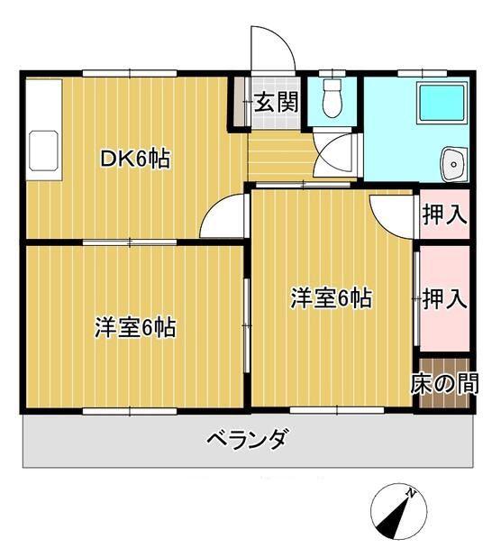 七福マンション西小島(2DK/2階)の間取り写真