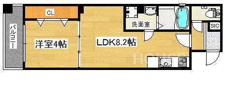 アイカーサ麩屋町(1LDK/4階)の間取り写真