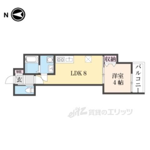 クレアール東岡町(1LDK/3階)の間取り写真