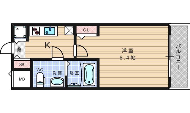LUMINOUS桜川(1K/6階)の間取り写真
