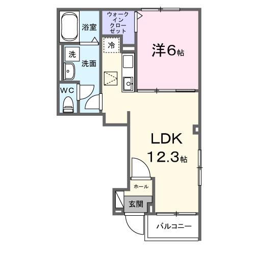 グロウヒルズ(1LDK/1階)の間取り写真