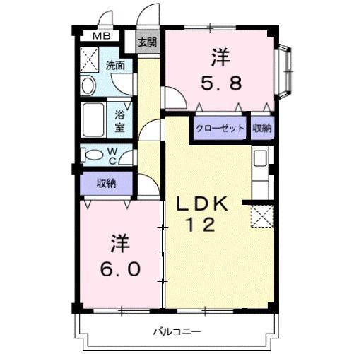 モラーダアオキ(2LDK/2階)の間取り写真