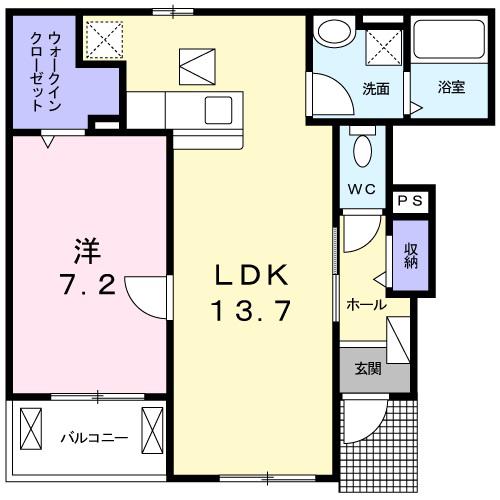 ルミエール ヴォアレA(1LDK/1階)の間取り写真