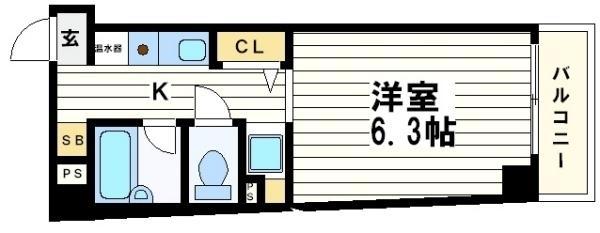 クリザンテーメ大手前(1K/4階)の間取り写真