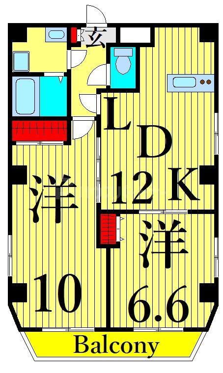 ブランクレール浅草(2LDK/9階)の間取り写真